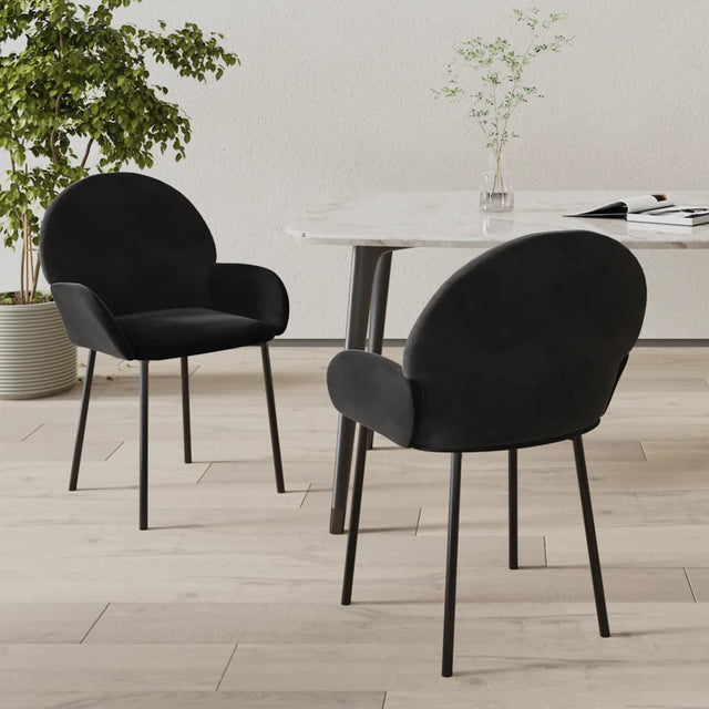 Eetkamerstoelen 2 st fluweel zwart - AllerleiShop