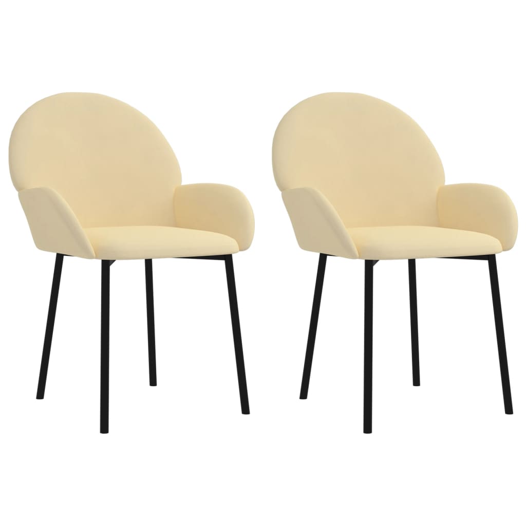 Eetkamerstoelen 2 st fluweel crèmekleurig - AllerleiShop