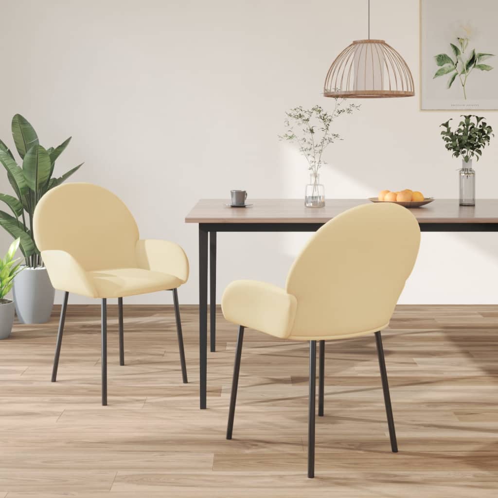 Eetkamerstoelen 2 st fluweel crèmekleurig - AllerleiShop