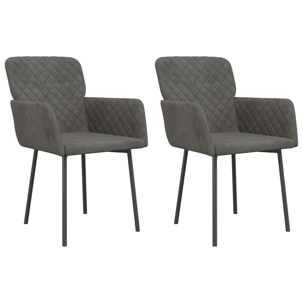 Eetkamerstoelen 2 st fluweel donkergrijs - AllerleiShop