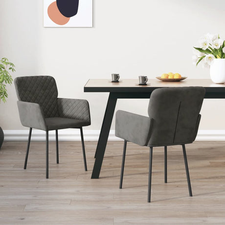 Eetkamerstoelen 2 st fluweel donkergrijs - AllerleiShop