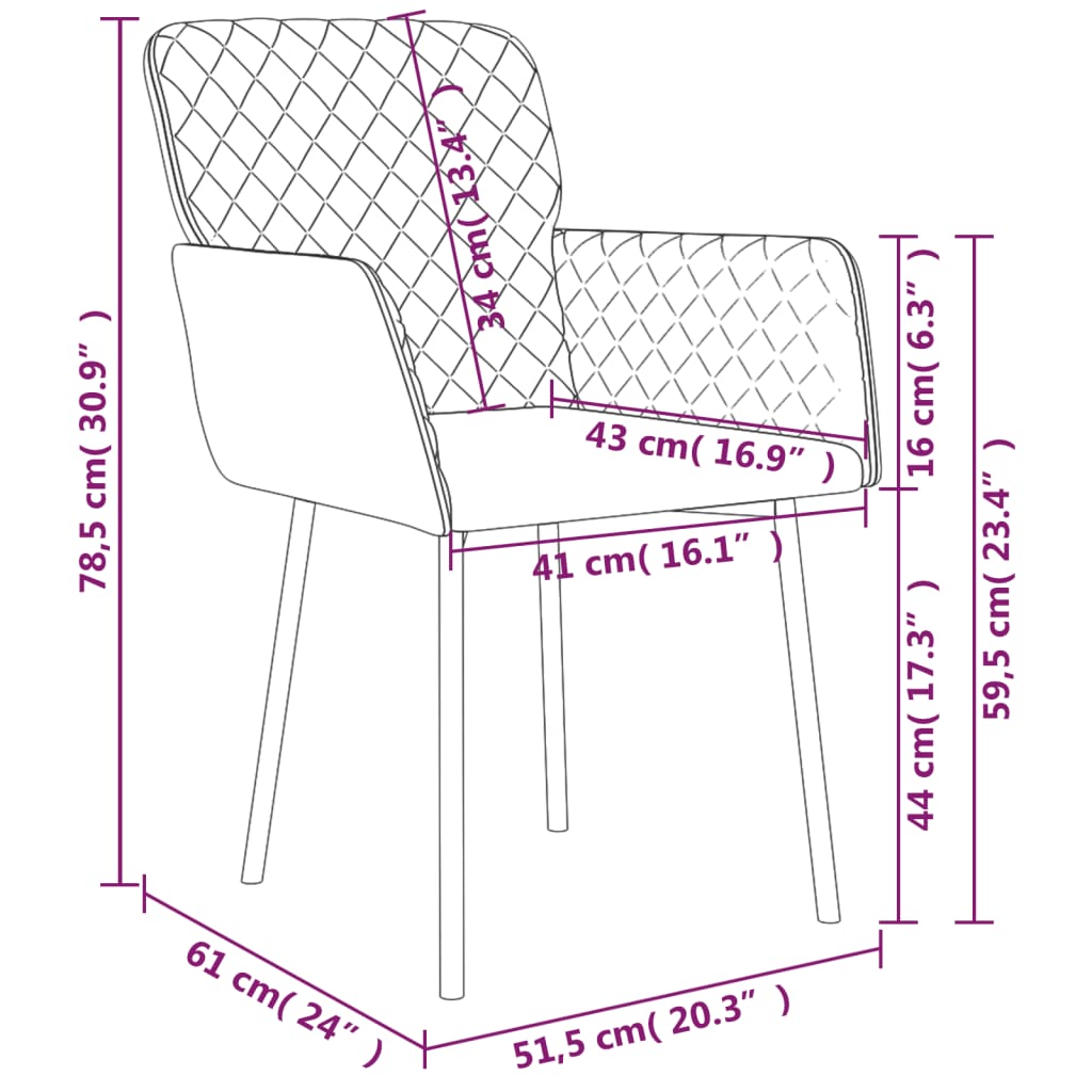 Eetkamerstoelen 2 st fluweel roze - AllerleiShop