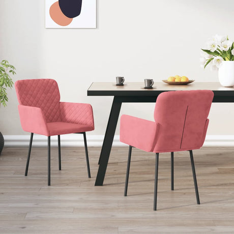 Eetkamerstoelen 2 st fluweel roze - AllerleiShop