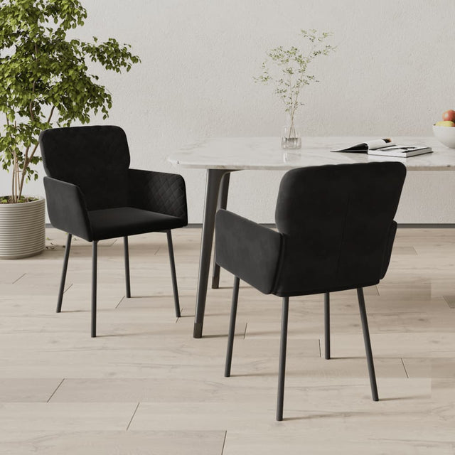 Eetkamerstoelen 2 st fluweel zwart - AllerleiShop