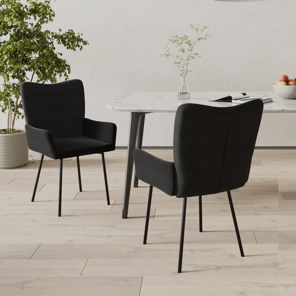 Eetkamerstoelen 2 st fluweel zwart - AllerleiShop