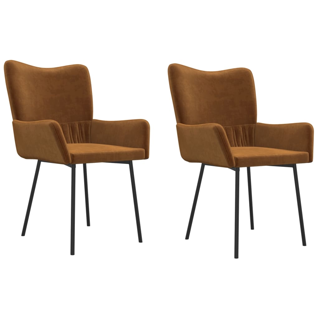 Eetkamerstoelen 2 st fluweel bruin - AllerleiShop