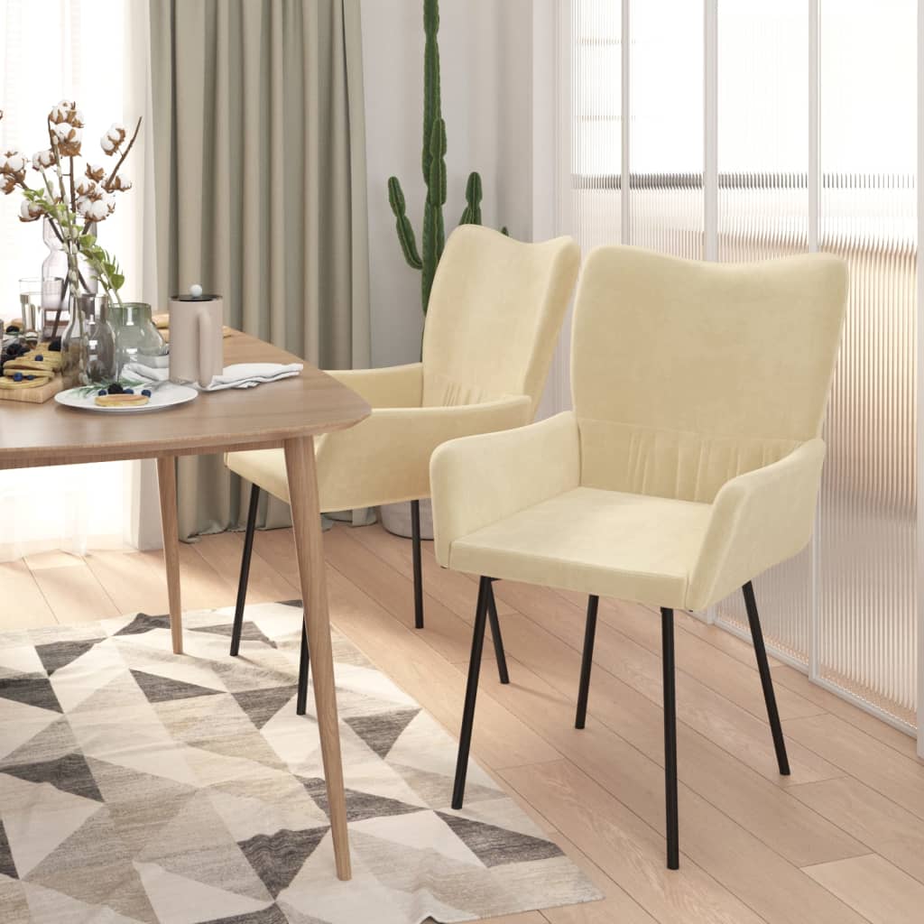 Eetkamerstoelen 2 st fluweel crèmekleurig - AllerleiShop