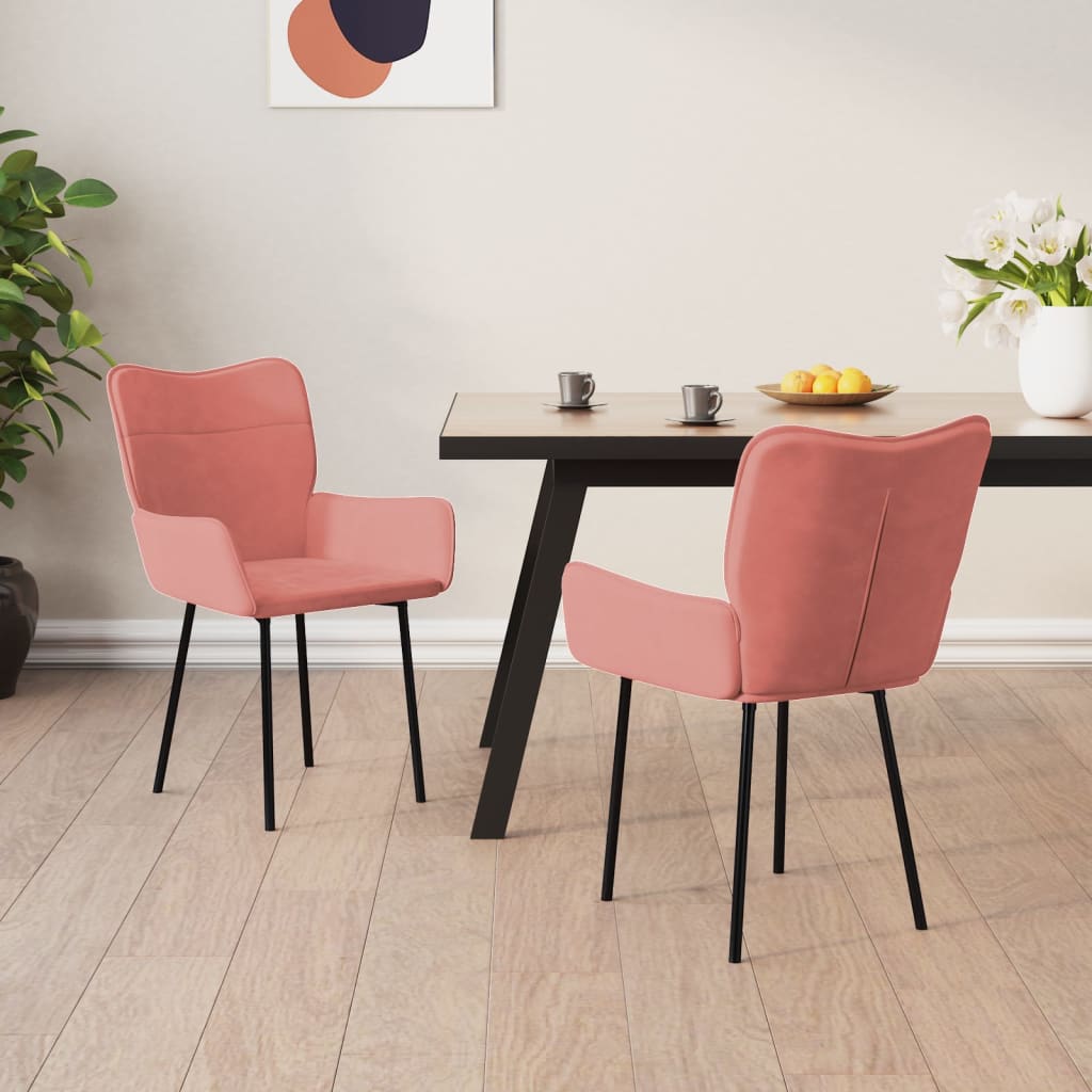 Eetkamerstoelen 2 st fluweel roze - AllerleiShop