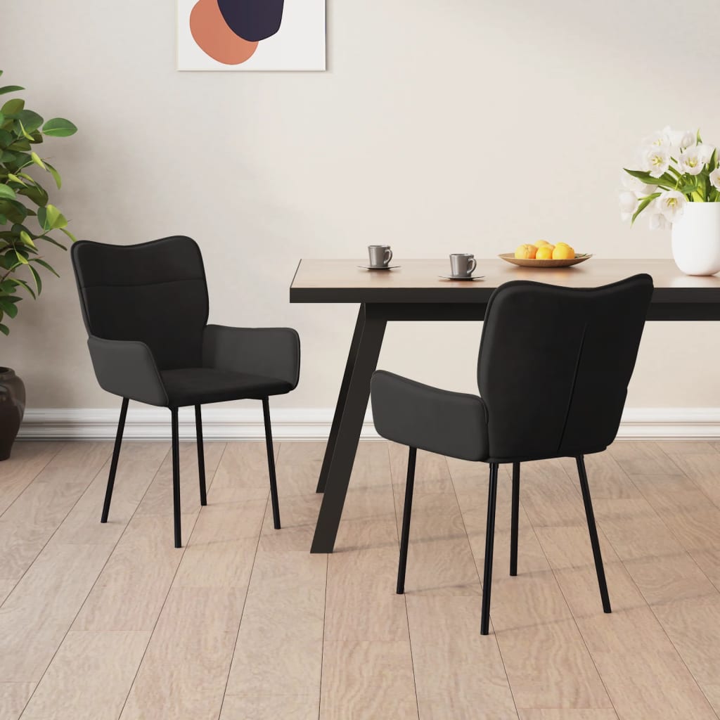 Eetkamerstoelen 2 st fluweel zwart - AllerleiShop