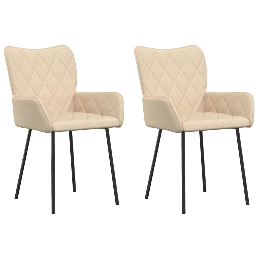 Eetkamerstoelen 2 st stof crèmekleurig - AllerleiShop