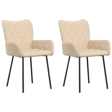 Eetkamerstoelen 2 st stof crèmekleurig - AllerleiShop