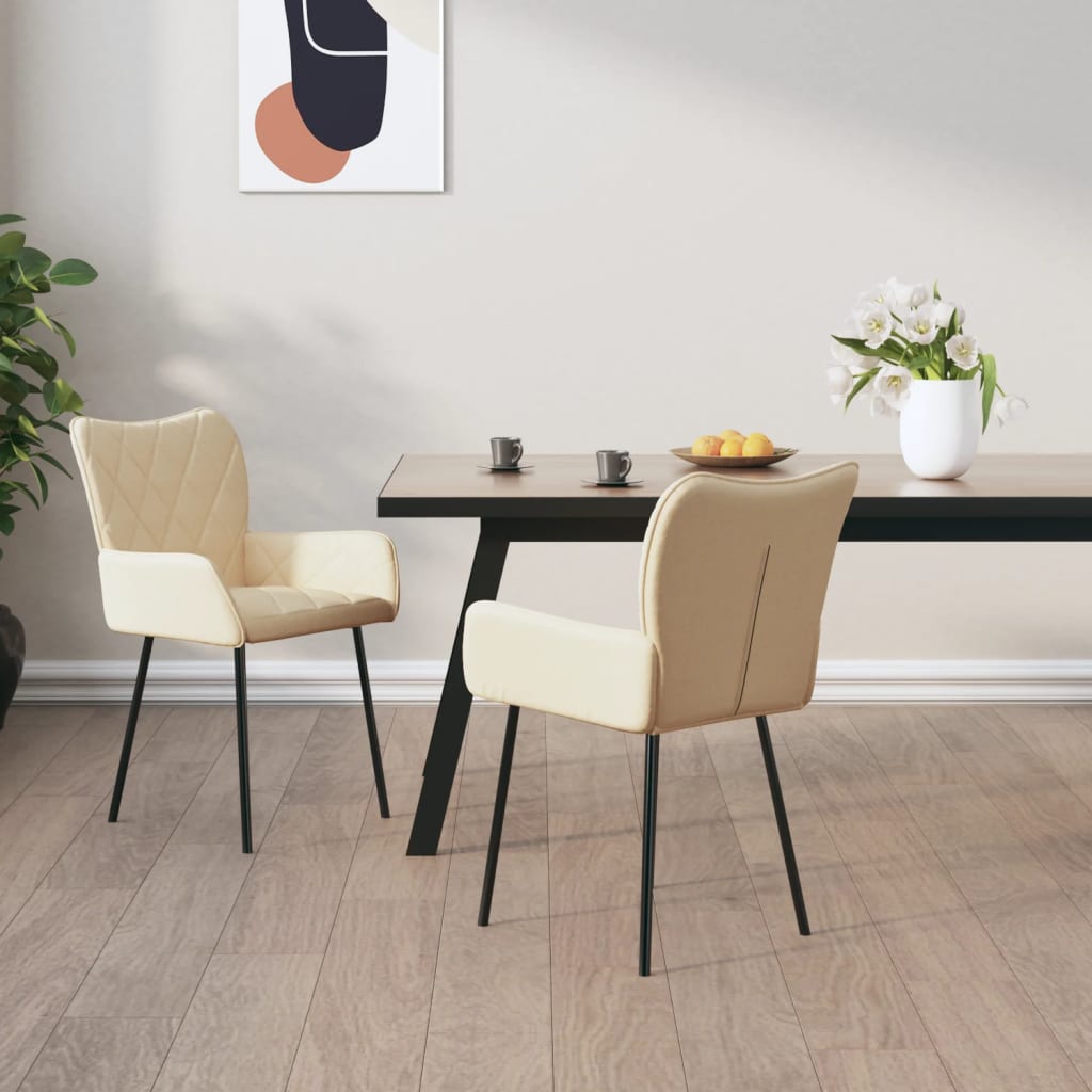 Eetkamerstoelen 2 st stof crèmekleurig - AllerleiShop