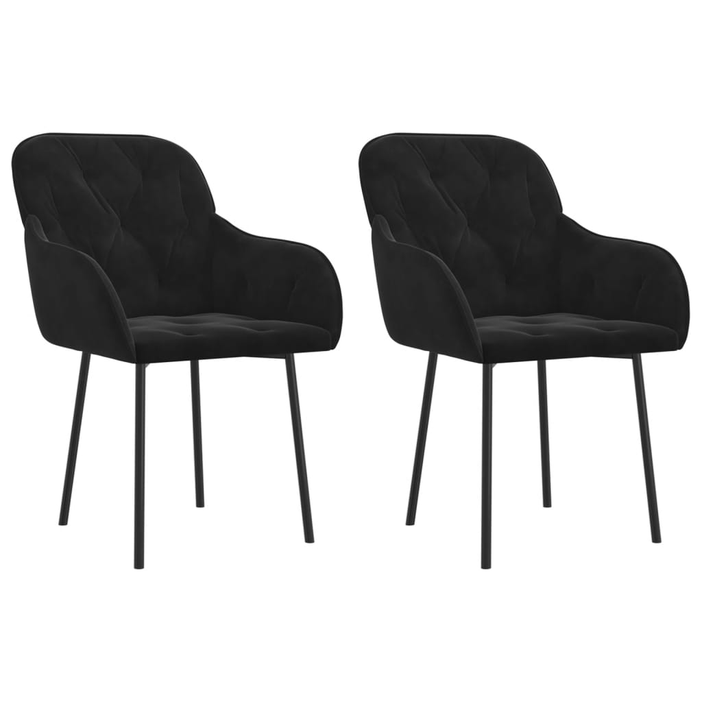 Eetkamerstoelen 2 st fluweel zwart - AllerleiShop