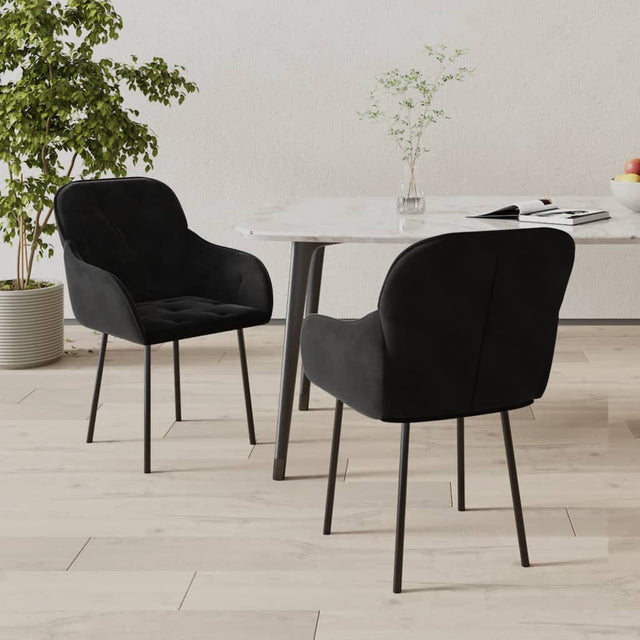 Eetkamerstoelen 2 st fluweel zwart - AllerleiShop