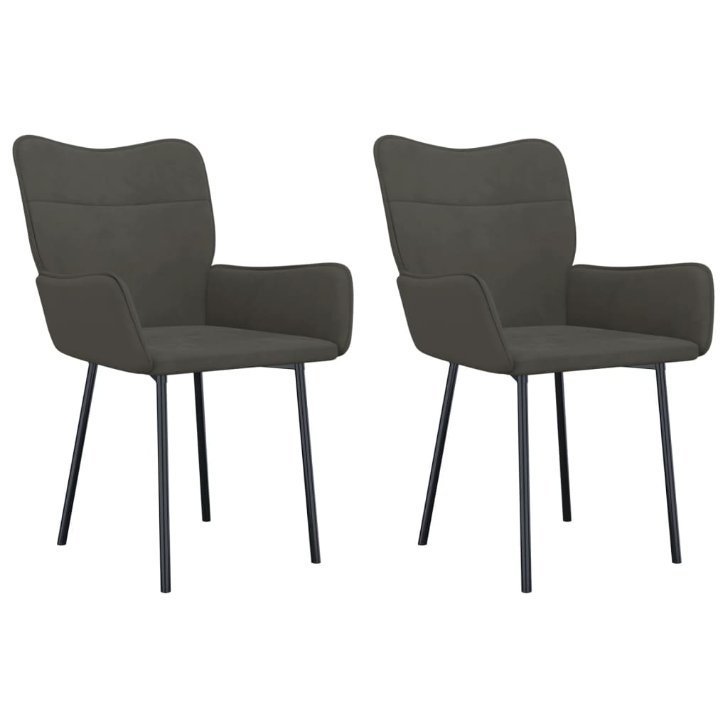 Eetkamerstoelen 2 st fluweel donkergrijs - AllerleiShop