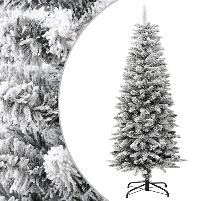 Kunstkerstboom met sneeuw smal 120 cm PVC en PE - AllerleiShop