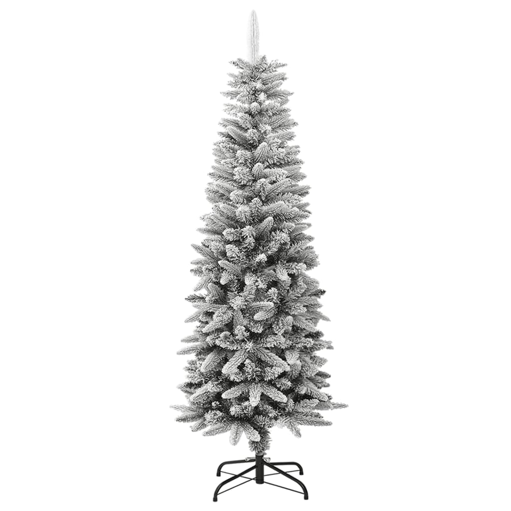 Kunstkerstboom met sneeuw smal 150 cm PVC en PE - AllerleiShop