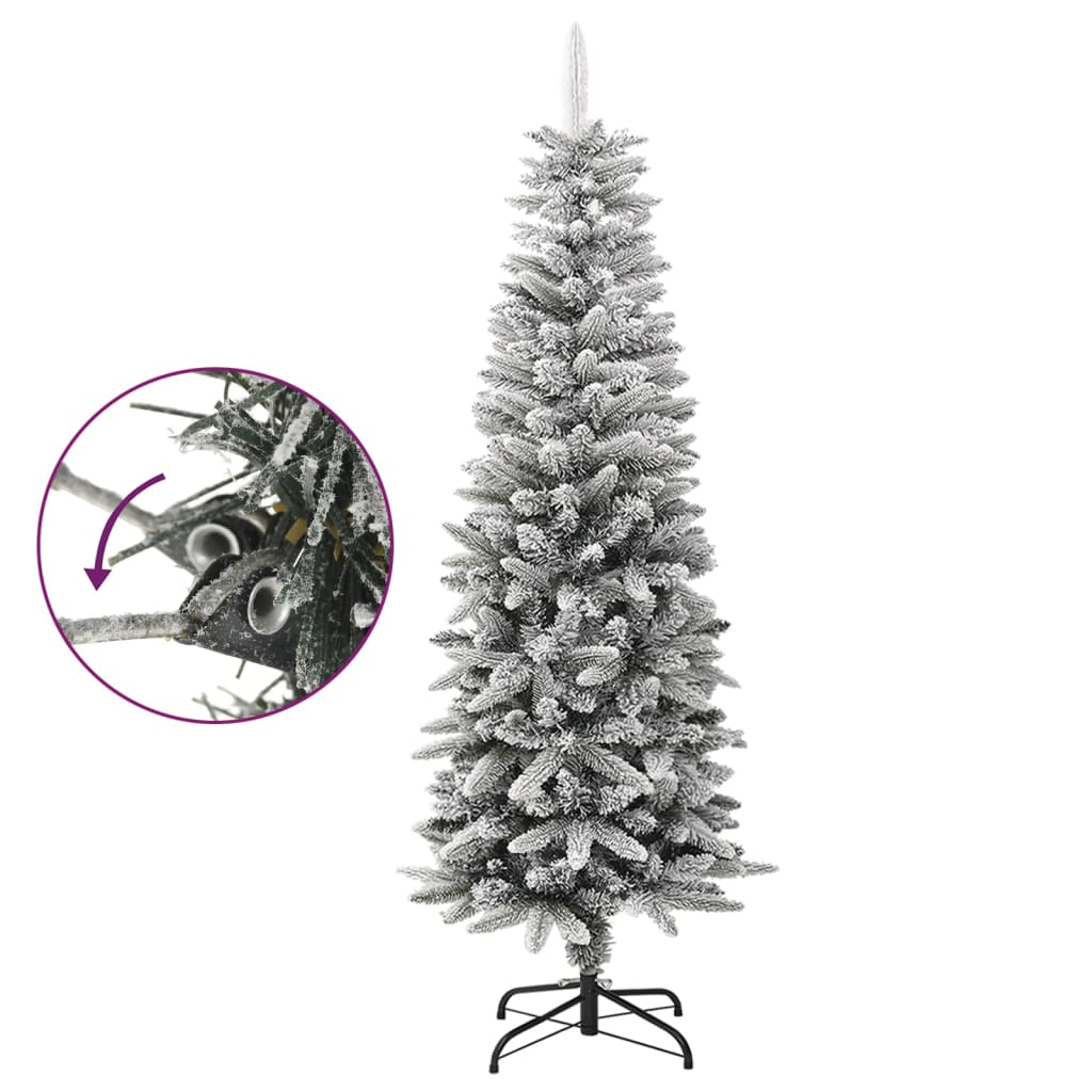 Kunstkerstboom met sneeuw smal 150 cm PVC en PE - AllerleiShop