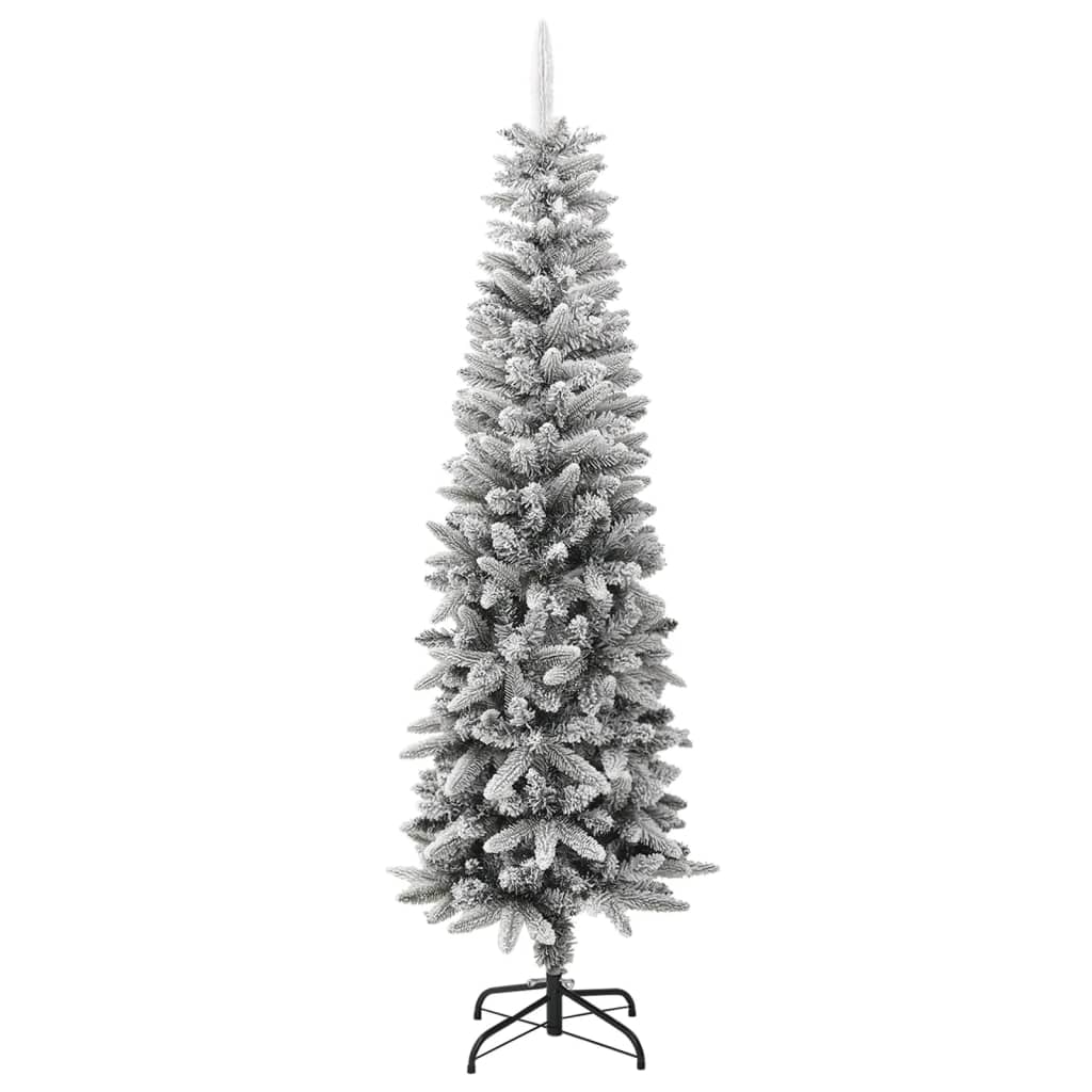 Kunstkerstboom met sneeuw smal 180 cm PVC en PE - AllerleiShop