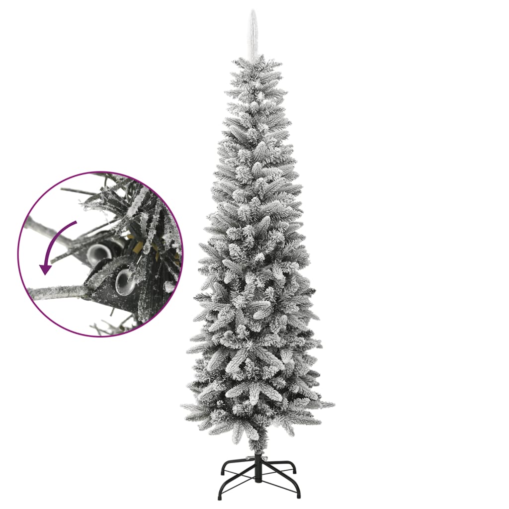 Kunstkerstboom met sneeuw smal 180 cm PVC en PE - AllerleiShop