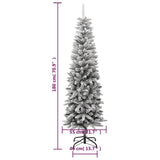 Kunstkerstboom met sneeuw smal 180 cm PVC en PE - AllerleiShop