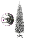 Kunstkerstboom met sneeuw smal 210 cm PVC en PE - AllerleiShop