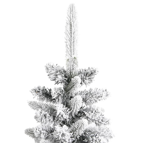 Kunstkerstboom met sneeuw smal 210 cm PVC en PE - AllerleiShop