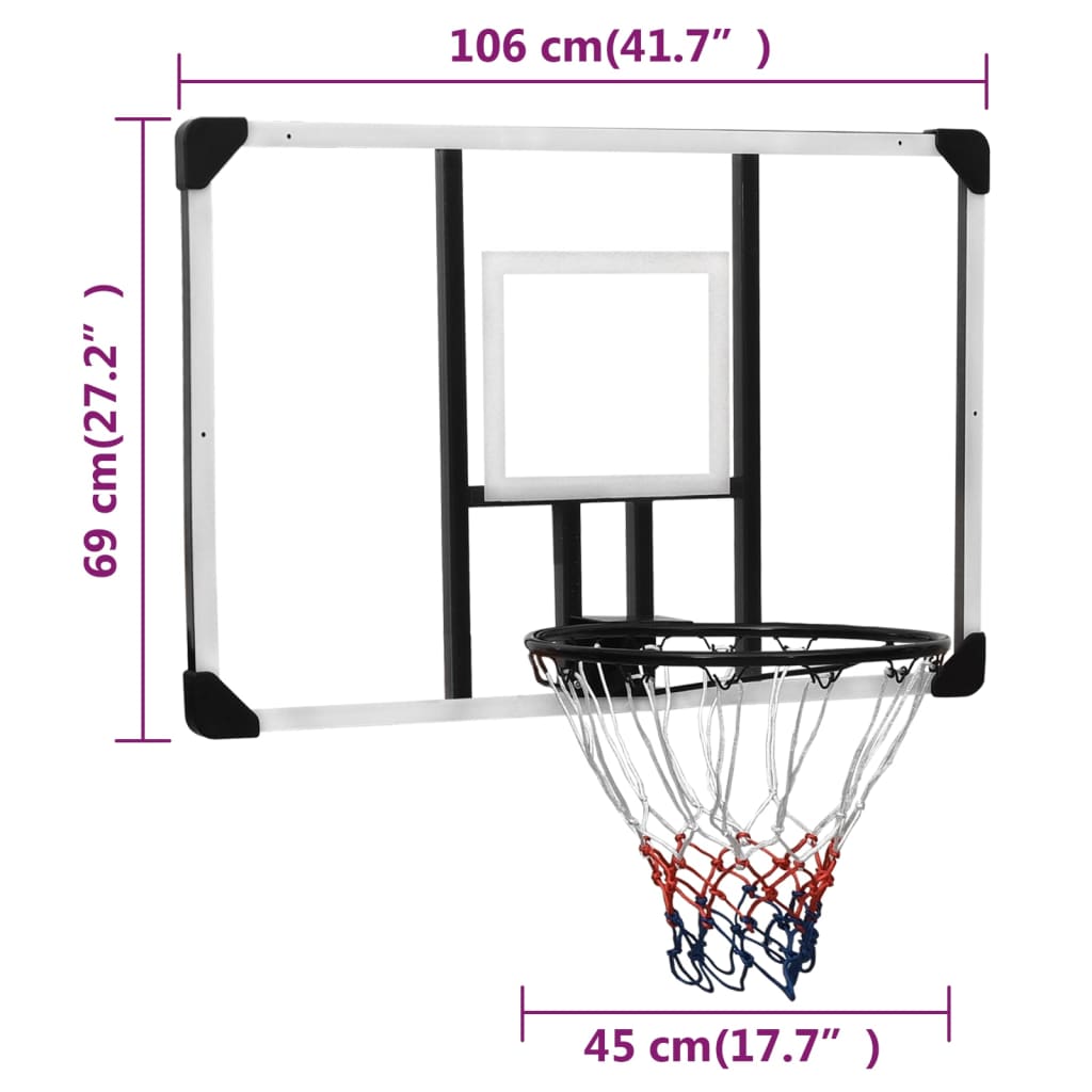 Basketbalbord 106x69x3 cm polycarbonaat transparant - AllerleiShop