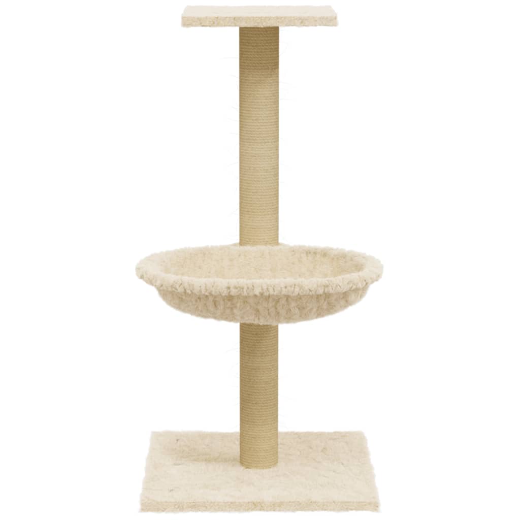 Kattenmeubel met sisal krabpaal 74 cm crèmekleurig