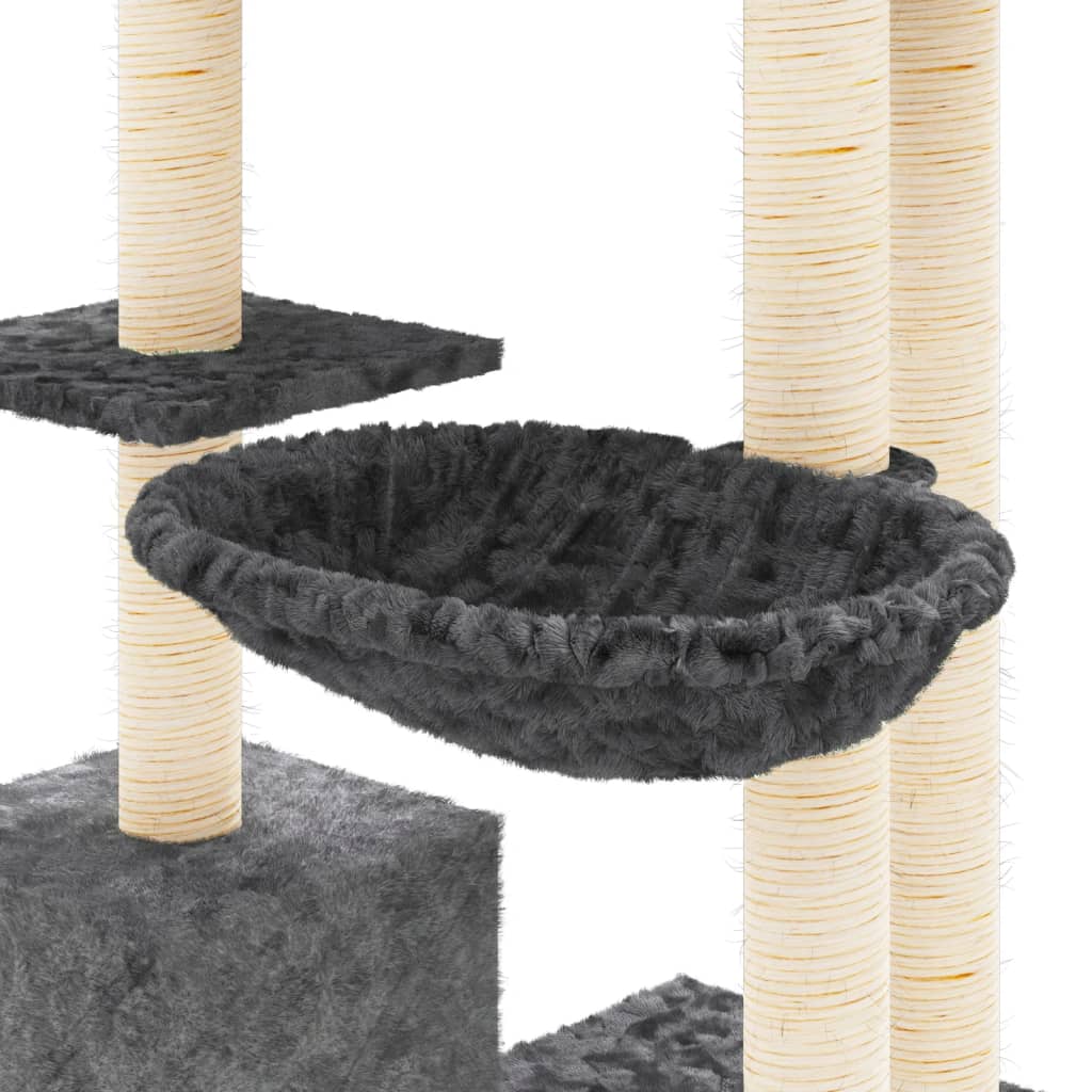 Kattenmeubel met sisal krabpalen 142 cm donkergrijs