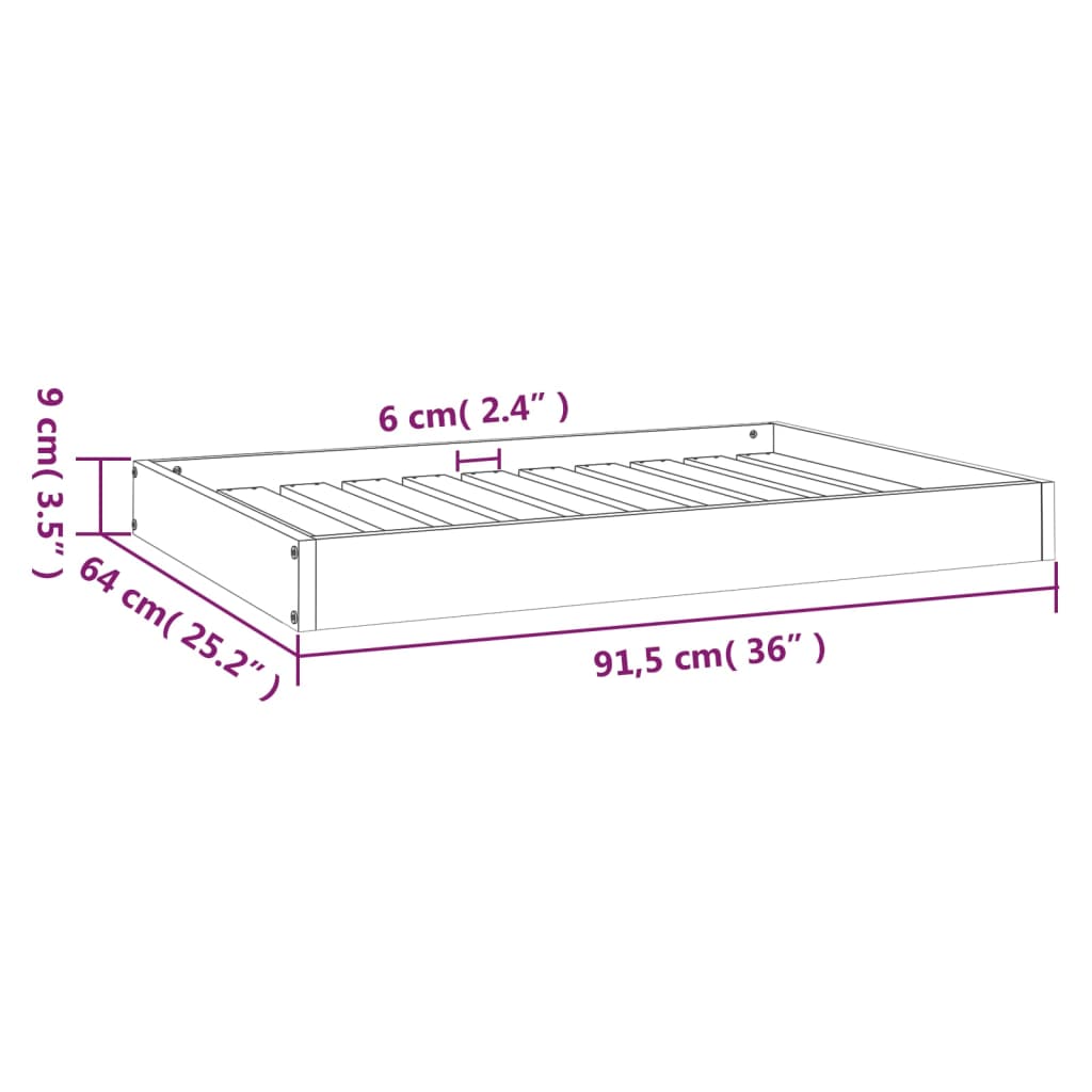 Hondenmand 91,5x64x9 cm massief grenenhout wit - AllerleiShop