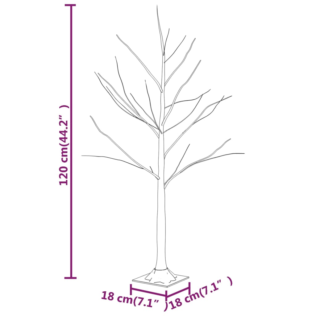 Berkenboom LED 48 LED's warmwit 120 cm wit - AllerleiShop