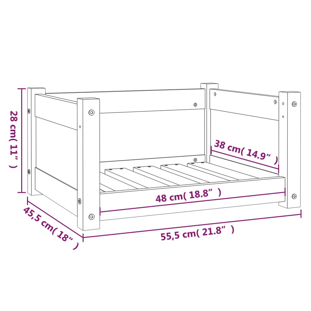 Hondenmand 55,5x45,5x28 cm massief grenenhout - AllerleiShop