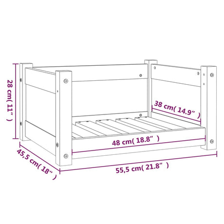 Hondenmand 55,5x45,5x28 cm massief grenenhout zwart - AllerleiShop