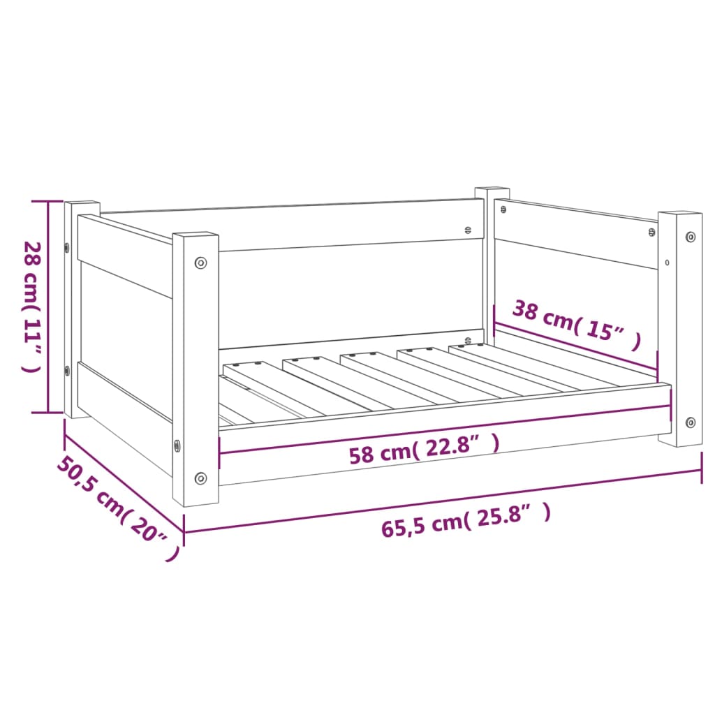 Hondenmand 65,5x50,5x28 cm massief grenenhout wit - AllerleiShop