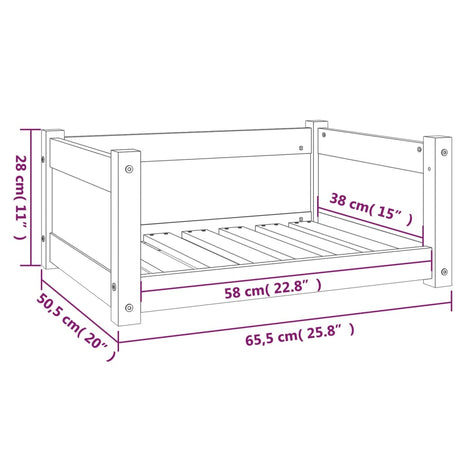 Hondenmand 65,5x50,5x28 cm massief grenenhout wit - AllerleiShop