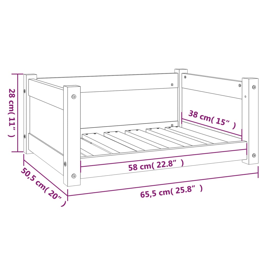 Hondenmand 65,5x50,5x28 cm massief grenenhout honingbruin - AllerleiShop