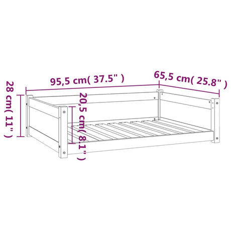 Hondenmand 95,5x65,5x28 cm massief grenenhout wit - AllerleiShop