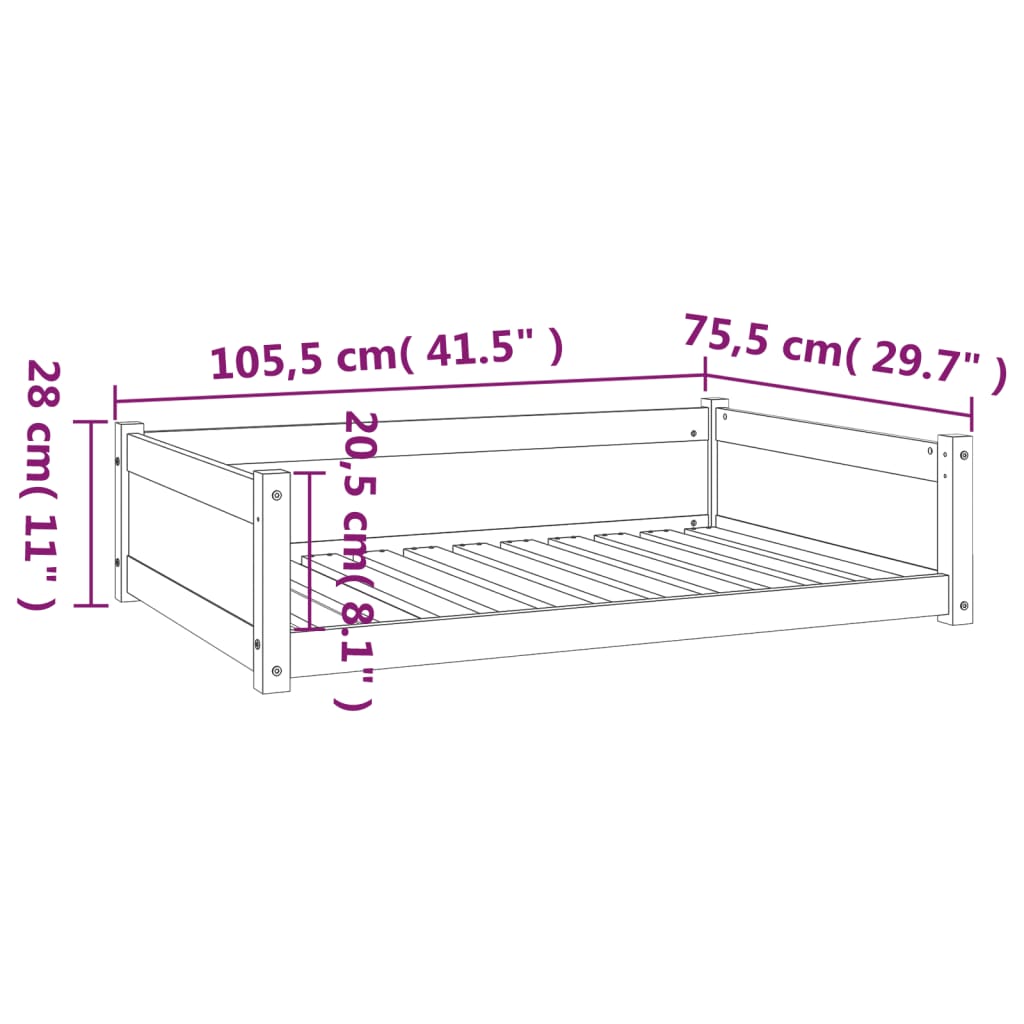 Hondenmand 105,5x75,5x28 cm massief grenenhout - AllerleiShop