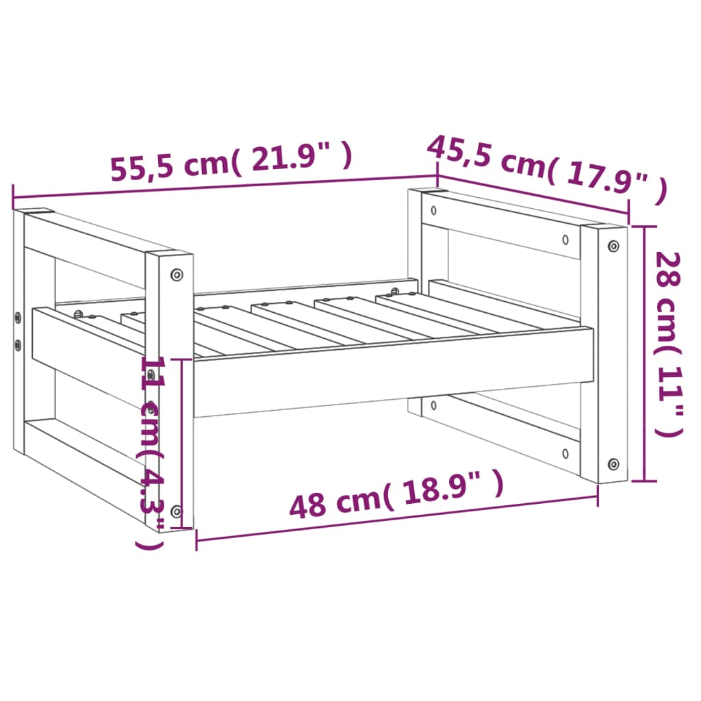 Hondenmand 55,5x45,5x28 cm massief grenenhout - AllerleiShop