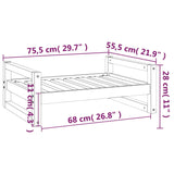 Hondenmand 75,5x55,5x28 cm massief grenenhout wit - AllerleiShop