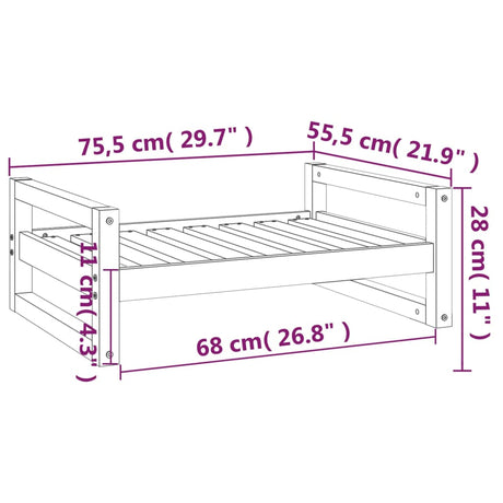 Hondenmand 75,5x55,5x28 cm massief grenenhout wit - AllerleiShop