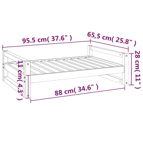 Hondenmand 95,5x65,5x28 cm massief grenenhout wit - AllerleiShop