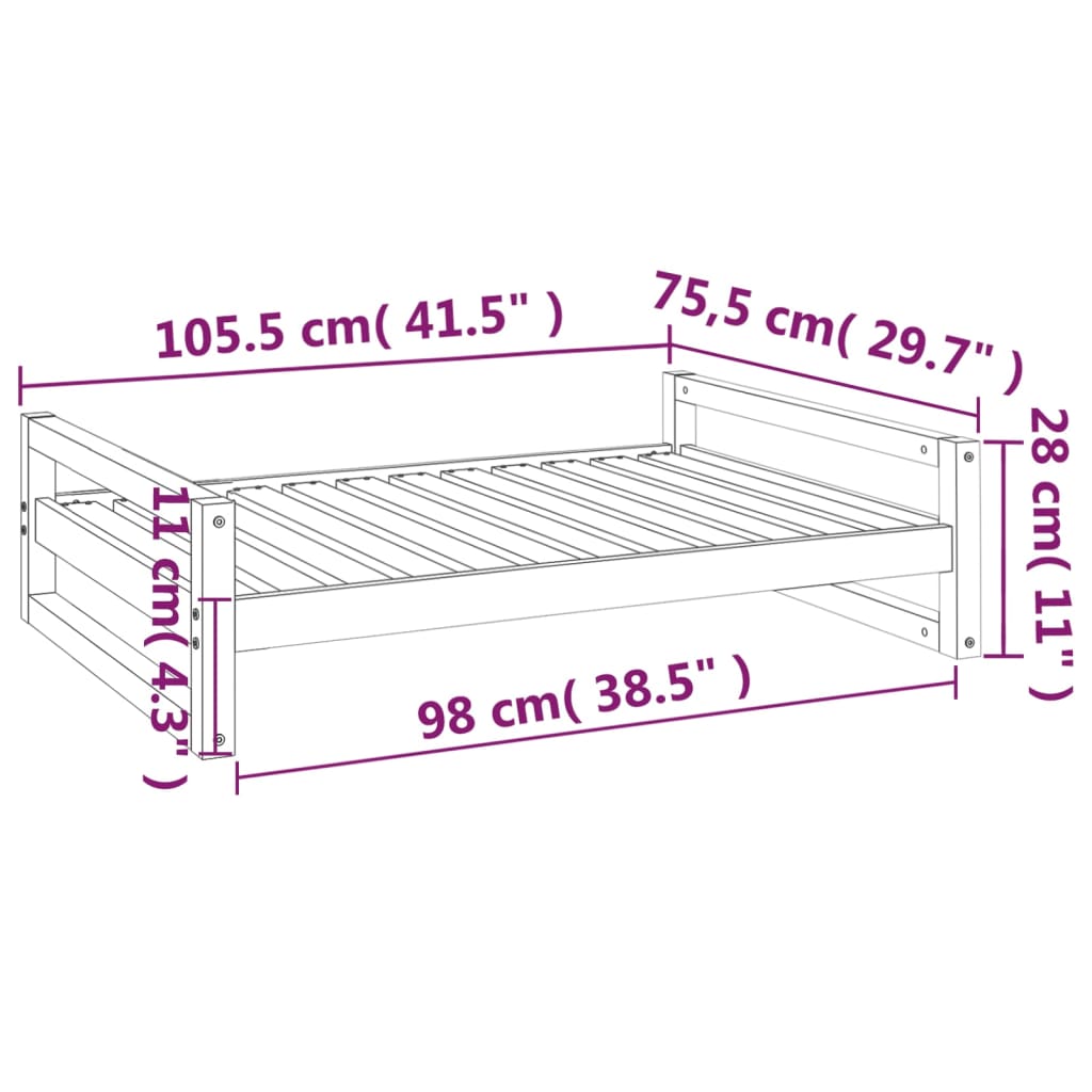 Hondenmand 105,5x75,5x28 cm massief grenenhout - AllerleiShop