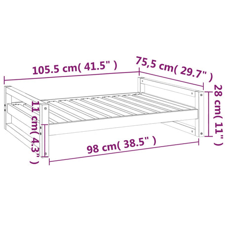 Hondenmand 105,5x75,5x28 cm massief grenenhout grijs - AllerleiShop