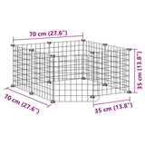 Huisdierenkooi met deur 8 panelen 35x35 cm staal zwart