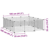 Huisdierenkooi met deur 12 panelen 35x35 cm staal zwart