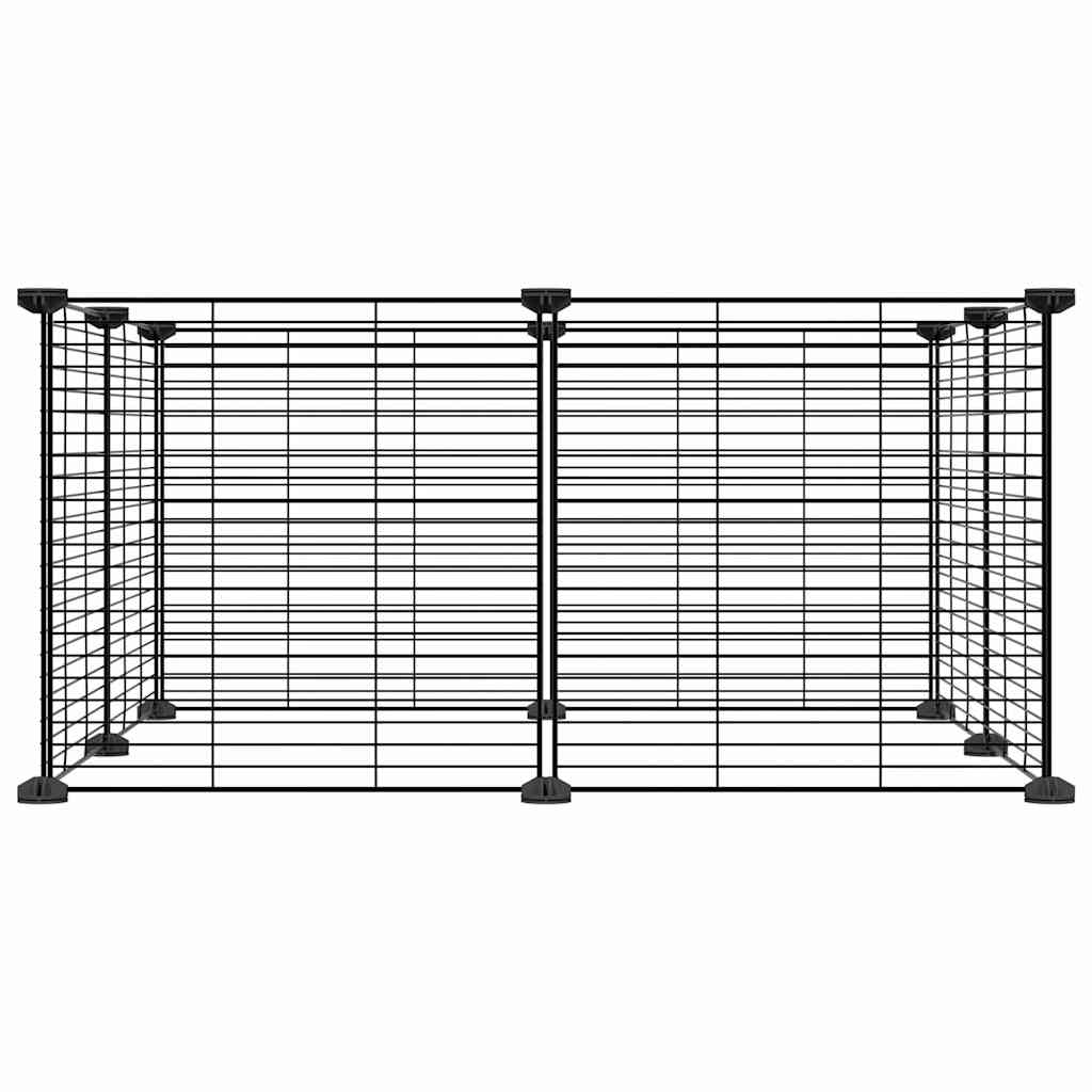 Huisdierenkooi met 8 panelen 35x35 cm staal zwart