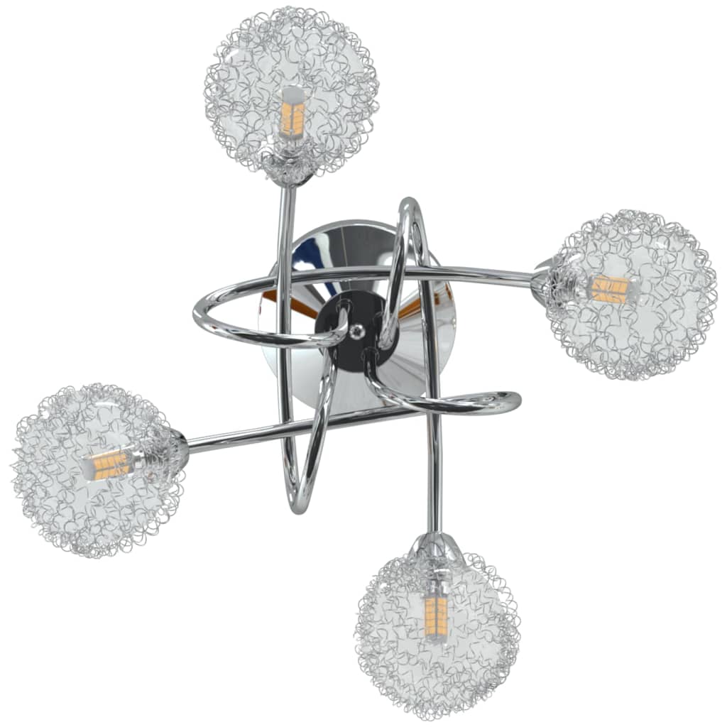 Plafondlamp met gaasdraad kappen voor 4 x G9 LED - AllerleiShop