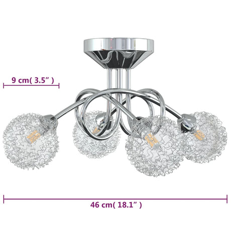 Plafondlamp met gaasdraad kappen voor 4 x G9 LED - AllerleiShop